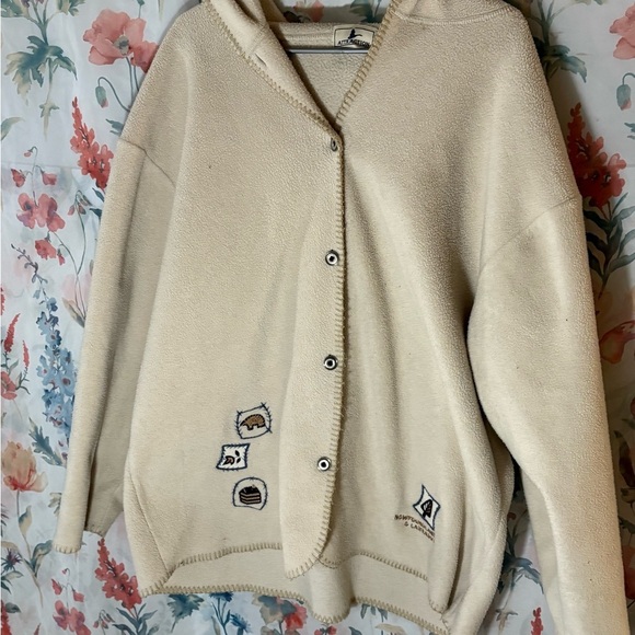 Vintage Polar Fleece Cream Teddy Jacket with NL and L Embroidery - Picture 2 of 10